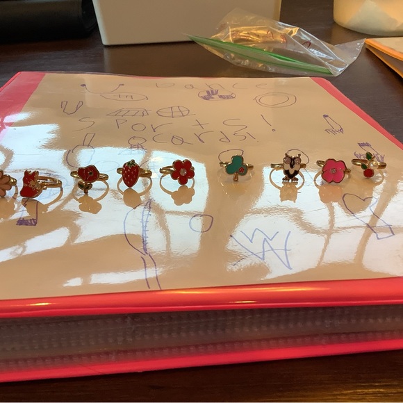 Colorful Flower and Heart Rings Set - Picture 1 of 3